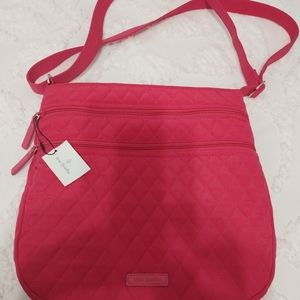 Vera bradley triple zip hipster crossbody bag purse color fushia..